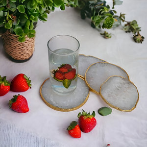 Posavasos elegantes de piedra de ágata, juego de posavasos de rebanada fina Natural para bebidas, vajilla, decoraciones de mesa de regalo de inauguración - Product Image 1