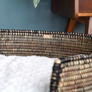 เตียงสัตว์เลี้ยงทำจากหญ้าทะเลสีดำเตียงสำหรับแมวหวายสานด้วยมือพร้อมเบาะเป็นมิตรต่อสิ่งแวดล้อม - Product Image 3