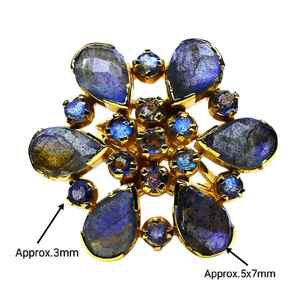 Anillo de labradorita de estilo clásico de Plata de Ley 925 chapado en oro para bodas - Product Image 5