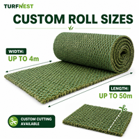 Gazon synthétique hybride Turfnest pour jardin, pelouse, cour, aménagement paysager commercial, gazon vert personnalisé en rouleau jusqu'à 4m x 50m