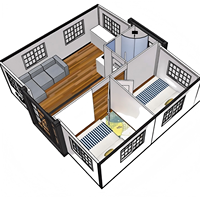 Maison mobile modulaire préfabriquée moderne en acier galvanisé isolé de 20 pieds, à assemblage rapide, extensible, avec 2, 3 ou 4 chambres
