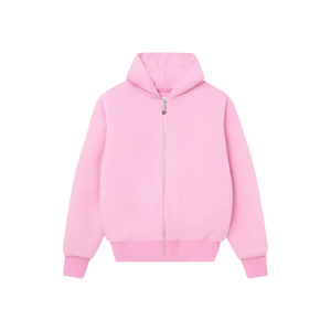 Double-Layered Oversized Zip <b>Hoodie</b> <b>Pink</b> Oversized & Cropped Double Layered 320 Gsm Per Layer 70% Cotton 30% Polyester - Product Image 1