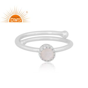 Último diseño de plata de ley fina, piedra lunar blanca Natural, piedra preciosa, anillo apilable, fabricante de joyería personalizada - Product Image 4