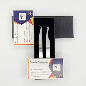 Pince à épiler d'extension de cils en acier inoxydable japonais de haute qualité professionnelle nouvelles formes ensemble Non magnétique argent mat denté - Product Image 4