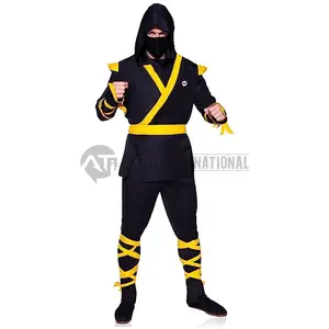 高品质武术定制忍者套装男士黑色/黄色武术 & 带有定制标志设计的忍者制服