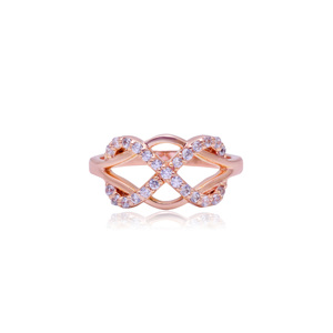 Lujoso chapado en oro rosa Real 925 plata esterlina circón Micro piedra pavimentada diseño infinito amor ilimitado anillos finos para mujeres - Product Image 2