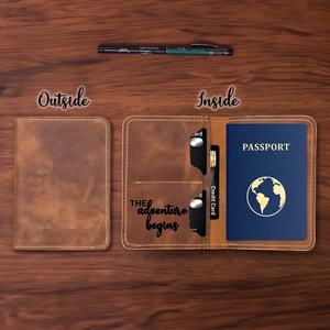 Leather <b>Passport</b> Holder for <b>Men</b> Wholesale Plain Logo Pattern <b>Cover</b> Groomsmen Gift PTH-0039B - Product Image 1