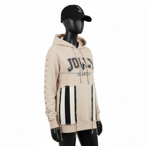 Sudadera con Capucha para Mujer, Premium, 320 GSM, Tela de Algodón Beige con Panel Frontal Negro y Blanco, Bordado Personalizado, Sudaderas Básicas para Mujer - Product Image 5