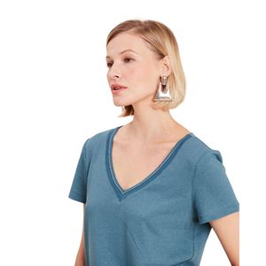 เสื้อยืดคอวีแขนสั้นสำหรับผู้หญิงผ้าคอตตอนพิมพ์ลายเสื้อผ้าจำนวนมากสำหรับโปรโมชั่นผลิตตามสั่ง - Product Image 2