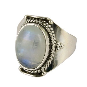 Shri Ashapura Jewels Amour céleste ! Bagues en argent sterling 925 avec pierre de lune arc-en-ciel, style bohème tendance 2022, pour anniversaire et mariage - Product Image 1