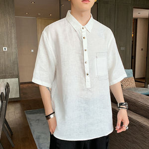 เสื้อโปโลผ้าฝ้ายแบบสวมหัวสำหรับผู้ชายเสื้อผ้าแฟชั่นสตรีทโอเวอร์ไซส์ - Product Image 4