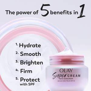 Crema Olay Super con Protector Solar SPF 30 (1.7 oz) + Super Serum (1.0 oz) - Hidratante Facial Ligero - Vitamina C y E - Product Image 4