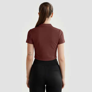 Col de chemise pour femme pour polo en couleur marron - Product Image 2