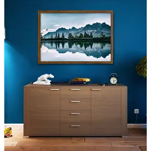 Cadre photo en MDF de style classique, décor en bois de chêne foncé, 59,4 x 84 cm, Din A1, pour photos - Product Image 5