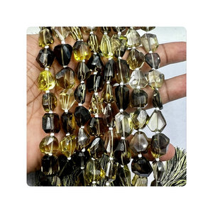 Cuentas de piedra facetada de cuarzo bio-limón Natural de 8 pulgadas de alta calidad 10-12mm aprox. Tamaño al por mayor de suministro a granel para la fabricación de joyas - Product Image 2