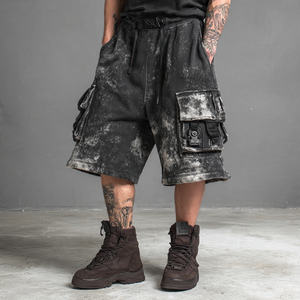 Pantalones Cortos Cargo de Hombre Estilo Urbano con Lavado Ácido, Holgados, Tipo Jogger, Talle Alto, Cierre con Cordón, Poliéster/Algodón - Product Image 6