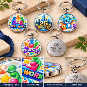 Llaveros Metálicos Personalizados con Domo de Epoxi a Todo Color, con Logotipo y Texto, para Regalos Corporativos, OEM, ODM - Product Image 3