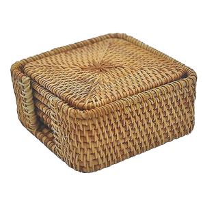 Square Rattan Coasters Cup Base Plates & Dishes Insulated Hot Pads Wedding Sea Grass Wicker Table Decoration <b>Placemat</b> - Product Image 1