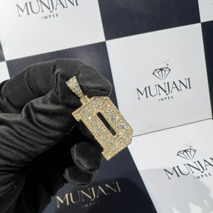 Colgantes de Moissanita VVS, Dijes con Certificación IGI, Estilo Hip Hop, Letra Personalizada, Corte Brillante, Microincrustaciones, Chapado en Oro, Plata de Ley, Unisex - Product Image 2