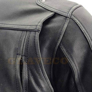 Veste de moto en cuir véritable pour hommes Meilleur prix Vente en ligne teinte unie Veste de moto pour hommes - Product Image 5
