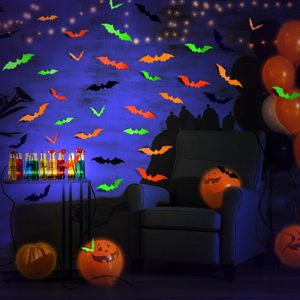 72 autocollants chauves-souris 3D néon lumineux de différentes tailles pour décorations murales DIY de fête d'Halloween - Product Image 6