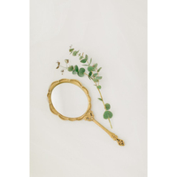 Miroir de maquillage à main de style antique, miroir en métal plaqué or vintage avec poignée décorative, accessoire de décoration pour salon et maison