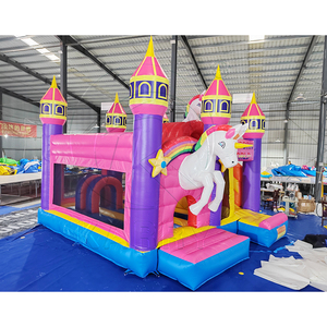 Castillo Inflable con Forma de Caballo Arcoíris, Parque de Atracciones, Brincolín Comercial para Niños, Castillo Inflable Portátil - Product Image 4