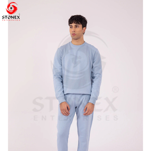 Sudadera de lana de algodón pesado para hombre, diseño de cuello redondo de gran tamaño, hombro caído, patrón de estampado de invierno sólido, venta al por mayor personalizada - Product Image 2
