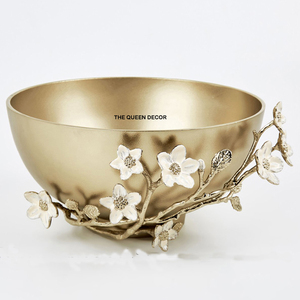 Precio al por Mayor para Decoración del Hogar, Centro de Mesa de Cocina y Comedor, Frutero Decorativo Navideño de Hojas de Latón - Product Image 5