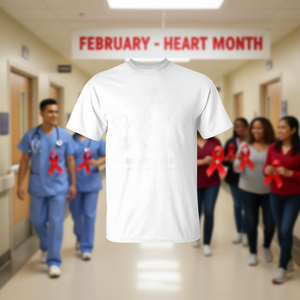 T-shirt da donna per la sensibilizzazione sulle malattie cardiache, rossa, prodotto promozionale CHD per il mese di febbraio - Product Image 2