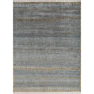 Alfombra de Lana Anudada a Mano AKWL-1648, Diseño Geométrico Azul Manifest, Alfombra Rectangular para Sala de Estar, Pasillo, Hogar, 9x12 - Product Image 1