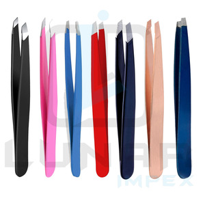 Juego de pinzas para desplumar cejas de acero inoxidable de precisión, pinzas de agarre fuerte individual, Punta inclinada personalizable de acero inoxidable - Product Image 6