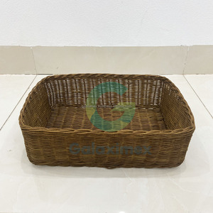 Lightweight Brown Rattan <b>Wicker</b> Rectangular Metal Storage <b>Basket</b> Stackable OEM Surface for Home <b>Laundry</b> Featuring Stylish Design - Product Image 5