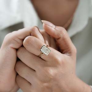 IGI Certified Radiant Cut Engagement <b>Ring</b> Bezel Set <b>Diamond</b> <b>Ring</b> - Product Image 6