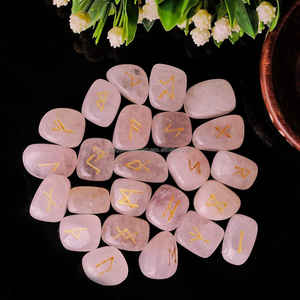 Offre Spéciale 25 pièces meilleure qualité Quartz Rose naturel gravé Runes dégringolées Agate ensemble sculpté Rune pour l'artisanat en pierre semi-précieuse - Product Image 3