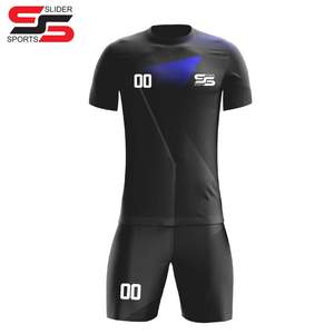 Maillot de football personnalisé kit de football maillot de football à séchage rapide ensemble d'uniformes de football maillot de football noir sublimé - Product Image 5