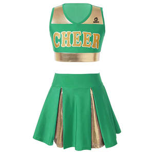 Ensembles jupe et haut deux pièces élastiques, motifs personnalisés, impression par sublimation, uniformes de cheerleading personnalisables, Spandex/Polyester - Product Image 5