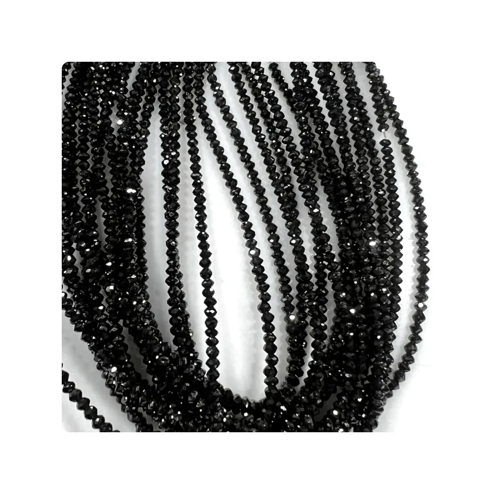 Gioielli colorati all'ingrosso perline Rondelle sfaccettate con diamanti neri naturali di alta qualità 17 pollici dimensioni 2-2.5mm circa
