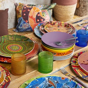 Durable Handmade Glasses Drinkware Set of 6-pcs Glasses 30 cl (10 fl oz) Modern Multicolor Colored Glass Paste Aurora by Excelsa - Product Image 4