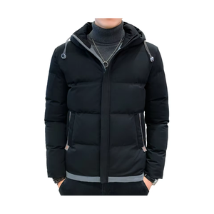 Men's Worsted <b>Fabric</b> <b>Polyester</b> Shell Stand Collar Jacket Top Quality Puffer Jacket Custom Streetwear Thick Trendy Zipper Closure - Product Image 3