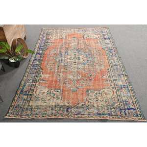 Alfombra turca Vintage clásica naranja Beige 5'9 \ "X 9 '1 \" Rectángulo Patchwork lana poliéster látex para vivir elegante Tabriz - Product Image 4