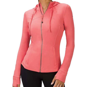 Fitness Activewear col montant fermeture éclair complète hauts d'entraînement léger Slim Fit femmes à manches longues fermeture éclair complète veste de Yoga - Product Image 4