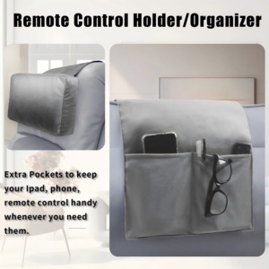 Custom <b>Sofa</b> Armrest Storage Cushion with Side Pocket for Phone Remote Glasses, Comfortable Headrest Pillow - Product Image 2
