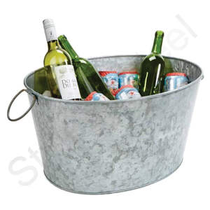 <b>Galvanized</b> Metal Beverage Ice <b>Tubs</b> for Parties Ice Buckets Beverage <b>Tubs</b> Party Oval Wine Chiller with Handles - Product Image 1