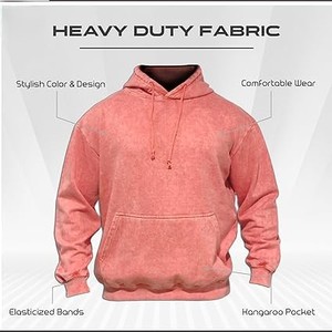 Wholesale OEM Custom Embroidered Stonewash Hoodie-Vintage Oversized Fleece <b>Pullover</b> with Pocket <b>Mens</b> Casual Long Sleeve - Product Image 4