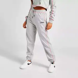 New Style Custom Logo Grey Joggers For Women's Solid Running Ladies Trouser Plus Size