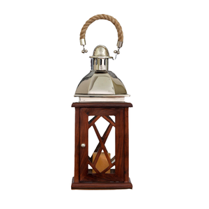 Unique Design European <b>Vintage</b> Wind Proof Rustic Wooden <b>Lantern</b> Courtyard Portable Wooden Hurricane Candle <b>Lantern</b> - Product Image 5