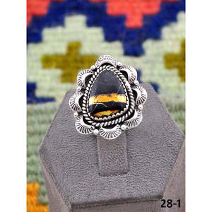 Bague ajustable en argent sterling plaqué or rose et turquoise noire, faite à la main au sud-ouest, avec sertissage invisible – Cadeau - Product Image 3