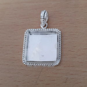 Designer Collet Pendants 925 Sterling Silver 27 MM Square Shape Silver Metal Casting for Pre Notched Setting Jewelry Accessories - Product Image 2