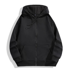 Nouveaux sweats à capuche zippés pour hommes, mode hiver, ODM, couleur unie, surdimensionnés, logo personnalisé, molleton lourd 100% coton, haute qualité - Product Image 2